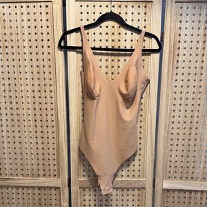 Tan V-Neck Bodysuit